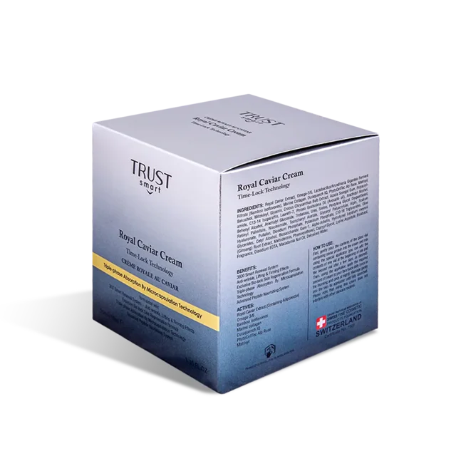 کرم رویال خاویار تراست اسمارت نمای کنار جعبه محصول