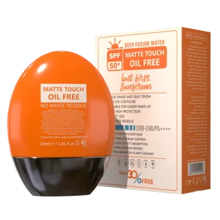 ضدآفتاب دیپ فیوژن واتر تراست اسمارت +SPF50 نمای پشت به همراه بسته‌بندی